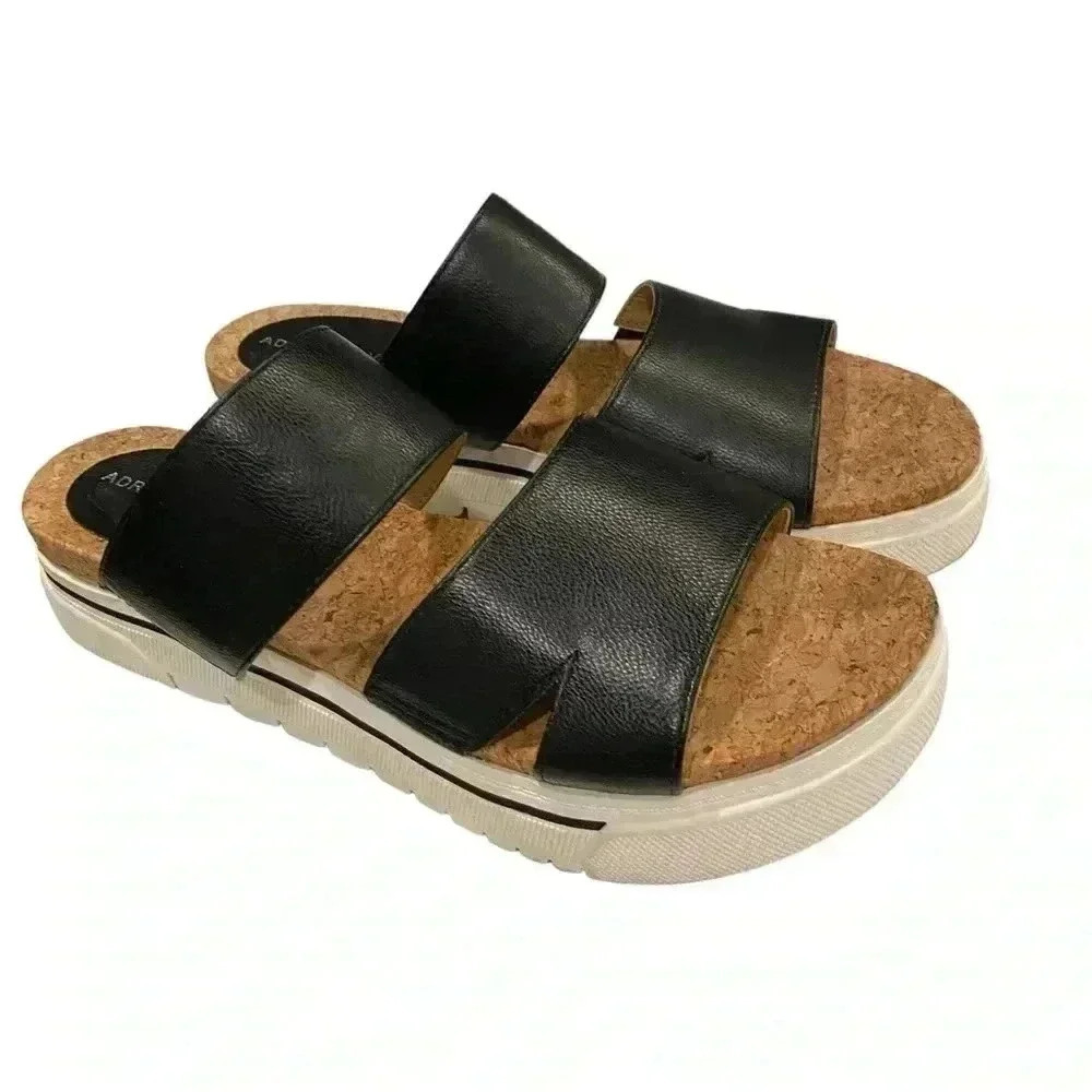 Adrienne Vittadini Sport  Black Slide Sandals Size 9 1/2